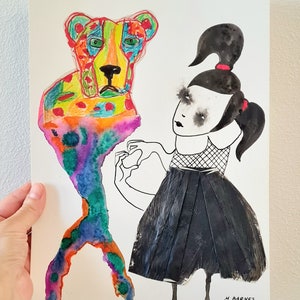 Leopardo, Arte originale, Arte astratta, Figure astratte, Animali astratti, Pittura ad acquerello, Arte strana, Arte outsider, Arte surreale, Regalo