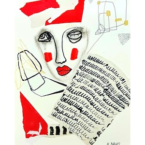 Original art or Print Outsider art Mixed media Artwork One of a kind art Weird Drawing Original Collage Abstract figures Figurative art Rare