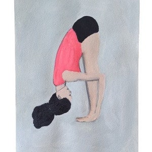 Arte unica nel suo genere Dipinto originale Yoga Arte figurativa Donna astratta Arte primitiva Regalo per gli amanti dello yoga Arte intuitiva Arte outsider Arte strana