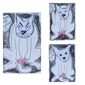 Cartes ACEO Art original Aceo Collection de cartes Aceo Cartes à collectionner Cartes Atc Art Aceo Cartes chats drôles Dessin étrange Mini art Chats mignons