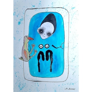 Arte originale o stampa Arte outsider Disegno strano Astratto Figurativo Arte naif Arte unica nel suo genere Regalo unico Bizzarro Divertente Immagine Strano