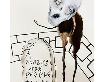 Zombie Gothic Art Print: Spooky Weird Creature Drawing