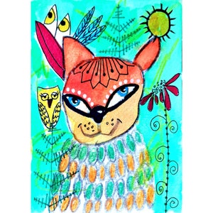 Print of original,  Gift for cat lovers,  Cat print,  Cat decor , Collectible cats , Collectible prints , Whimsical funny cat , Unique art