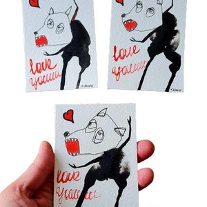 ACEO Karten Sammlerkarten Aceo Originalkunst Aceo Malerei Atc Karten Gruselige Liebe Lustiges Liebesgeständnis Niedliche gruselige Mini Kunst Mini Karten