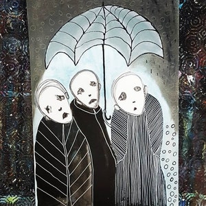 Collage artistico originale Pezzo unico Arte outsider Art brut Figure astratte Arte ispiratrice Arte intuitiva Regalo per le persone che hanno tutto