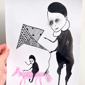 Original art. Abstract art, Outsider art, Weird art, Surreal art,  Illustration,  Ink drawing Picture A 4, Signed by artist, Wall decor, Odd