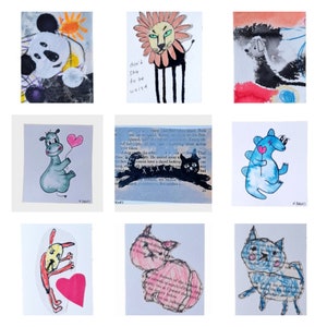 ACEO Arte original Tarjetas Aceo Tarjetas coleccionables Tarjetas Aceo Pintura Aceo Tarjetas Atc Regalo para coleccionistas de tarjetas aceo Mini arte Arte lindo Animales