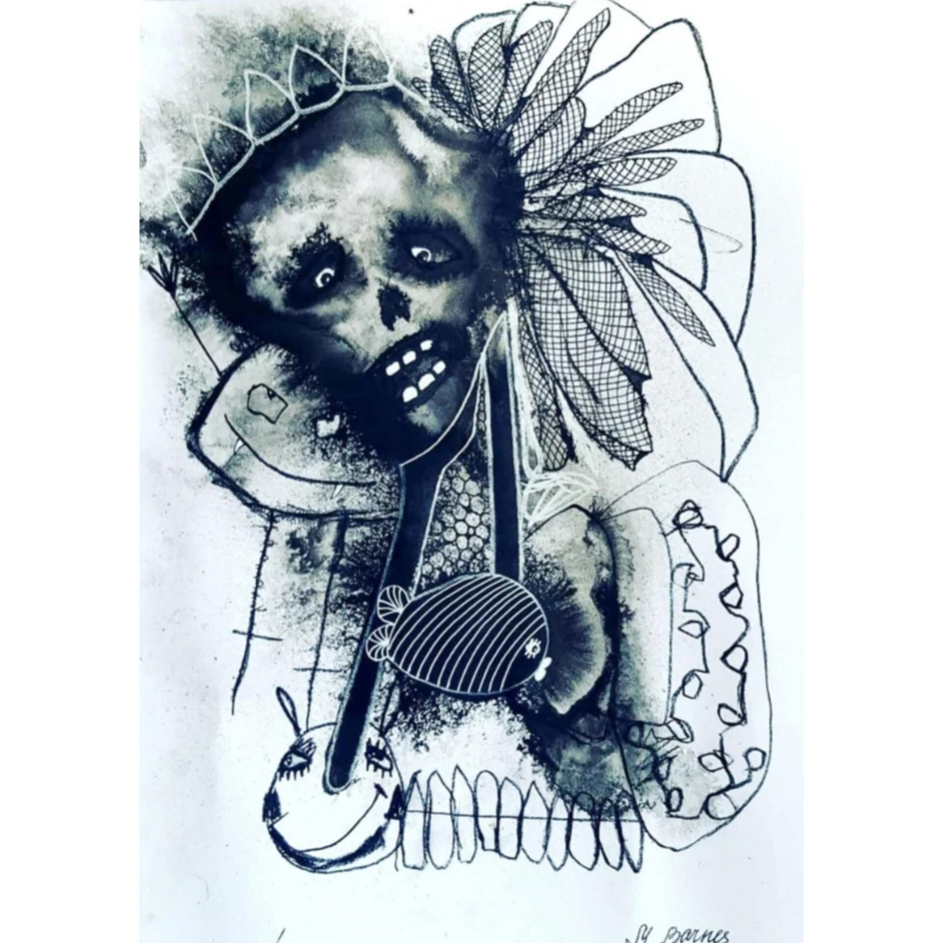 Original Drawing Outsider Art Horror Art Art Brut Dark Art Etsy