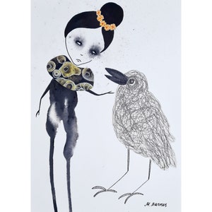 Original art Outsider art Art brut Abstract figures Abstract bird Primitive art Simple art Unique art Outsider art collage Cute art Rare art