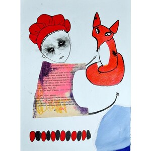 Disegno originale, stampa artistica Dipinto originale di volpe Regalo per persone che hanno tutto Regalo unico nel suo genere per gli amanti della volpe Immagine stravagante