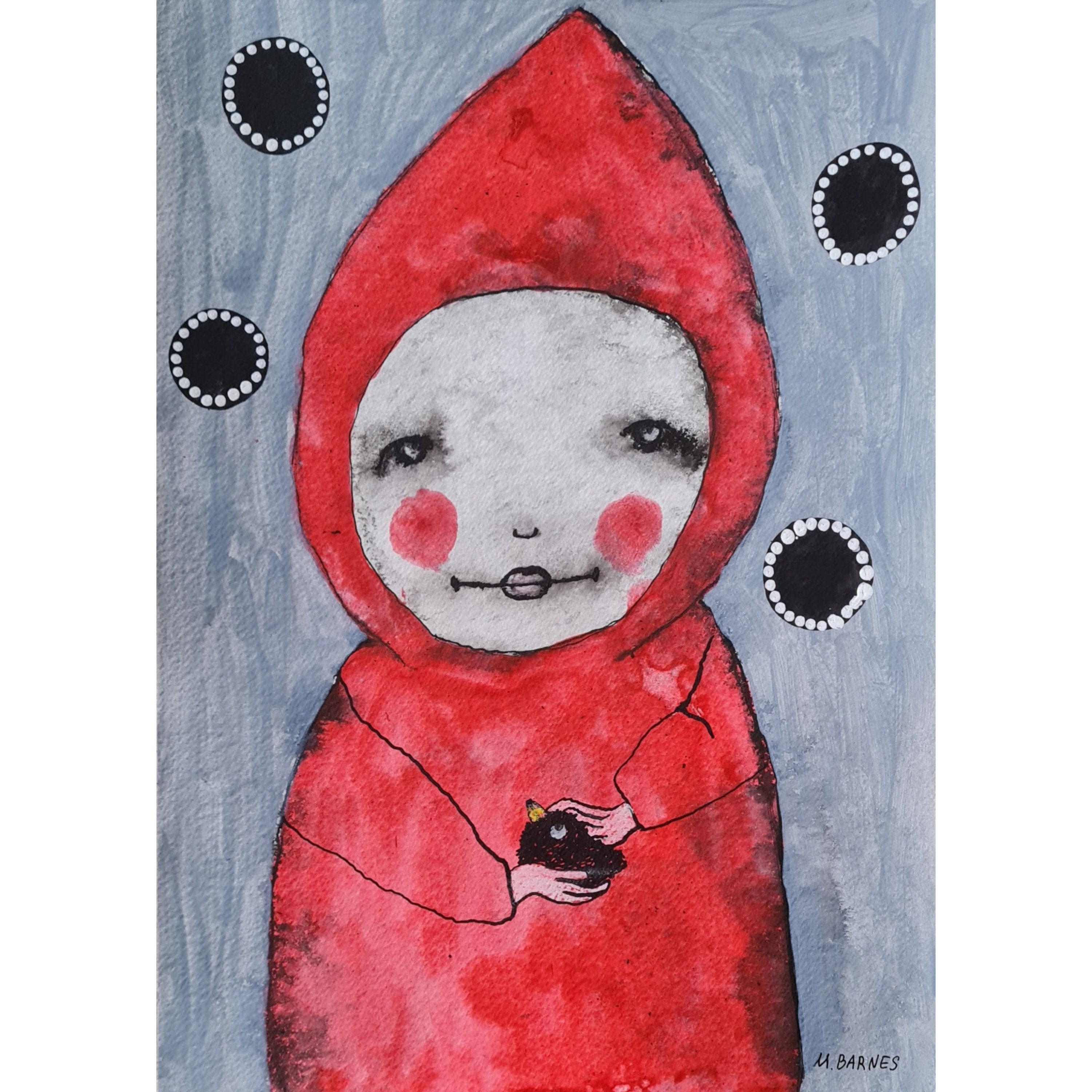赤ずきんちゃん ハンドメイドパステル画 絵画アート原画 赤ずきんちゃん ハンドメイドパステル画 絵画アート原画