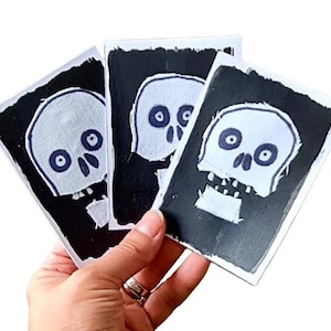 ACEO Original Karten Scull Sammelkarten Aceo Original Kunst Aceo Malerei Atc Karten Geschenk für Aceo Sammler Halloween Karten Kunstkarten Odd