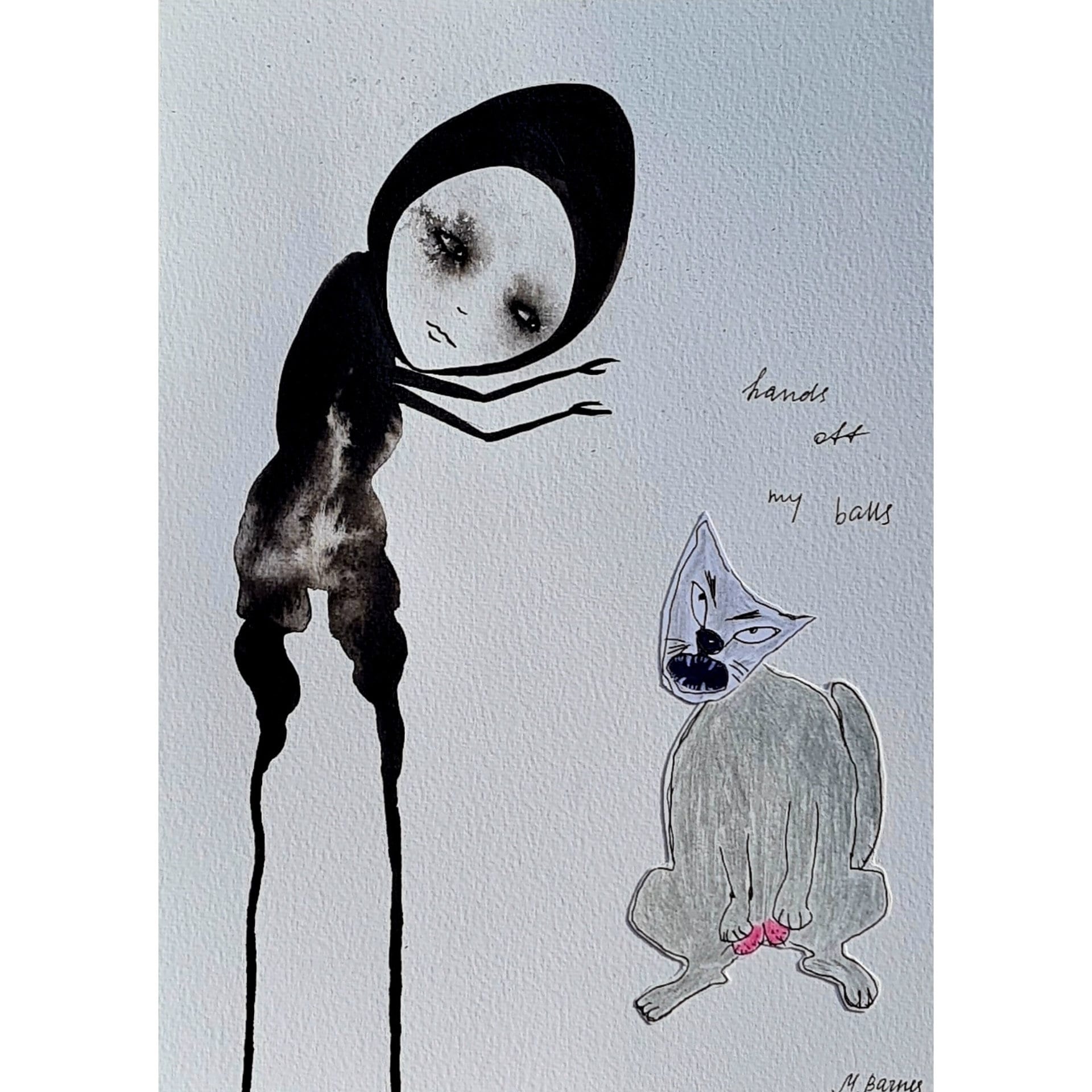 面白い猫のアートプリント：Brut Outsiderのユーモアのある絵 - Etsy 日本