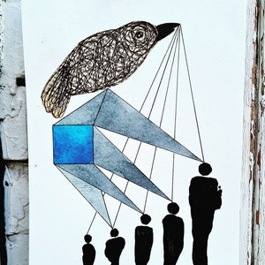 Arte originale Pezzo unico Arte outsider Art brut Arte figurativa Arte ispiratrice Arte intuitiva Surreale Regalo per le persone che hanno tutto