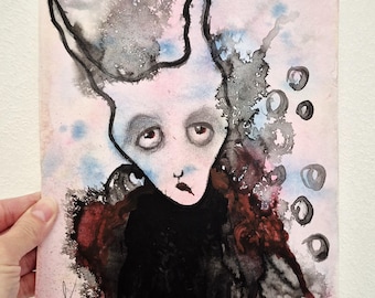 Originalkunstwerk von Fledermaus, Outsider-Kunst, abstrakte Figuren, primitive Kunst, ungewöhnliche Kunst, einzigartiges Design, Marina Barnes