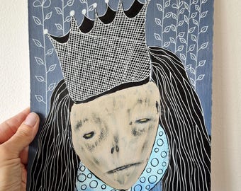 Original Acrylic painting Creepy face Abstract woman Abstract portrait Abstract face MUMMY Princess Dark art Gothic art Spooky Picture