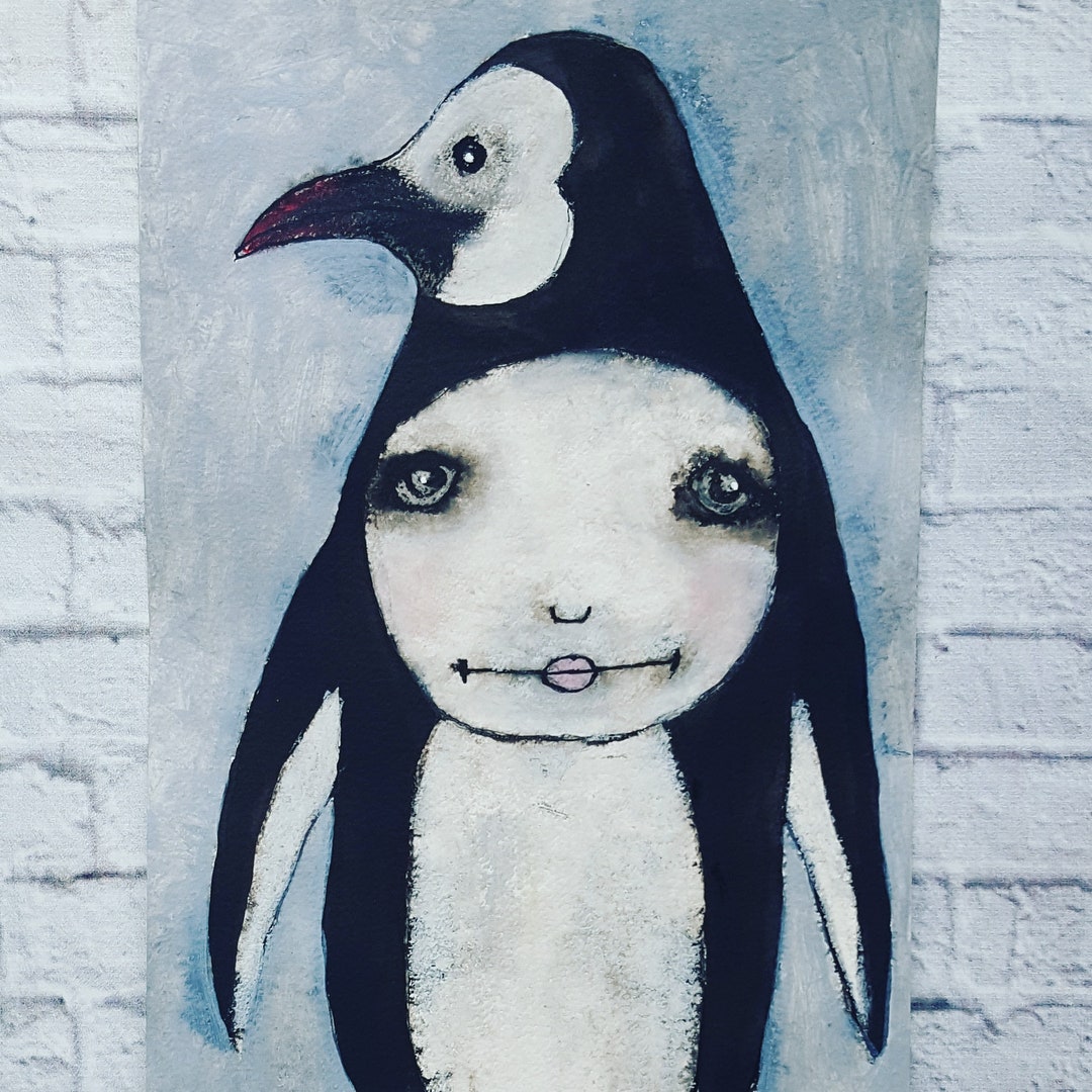 ペンギンカーニバルのアクリル画：風変わりな子供部屋のアート - Etsy 日本