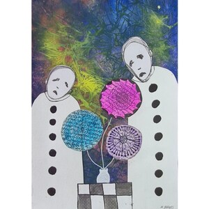 Original Art Brut Outsider art Dark art Horror Drawing Wrird Picture Spooky face Alternative art Abstract figures Quirky Rare Artwork Creepy
