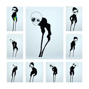 Arte originale Arte Outsider Spettrale Volto raccapricciante Arte unica nel suo genere Arte figurativa Arte primitiva Figure solitarie Strano Bizzarro Raro Pazzo Odd Art