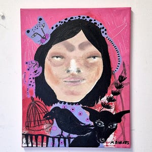 Art on canvas Abstract art One of a kind art Acrylic painting Original art Abstract portrait Abstract face Outsider art Weird art Gift idea