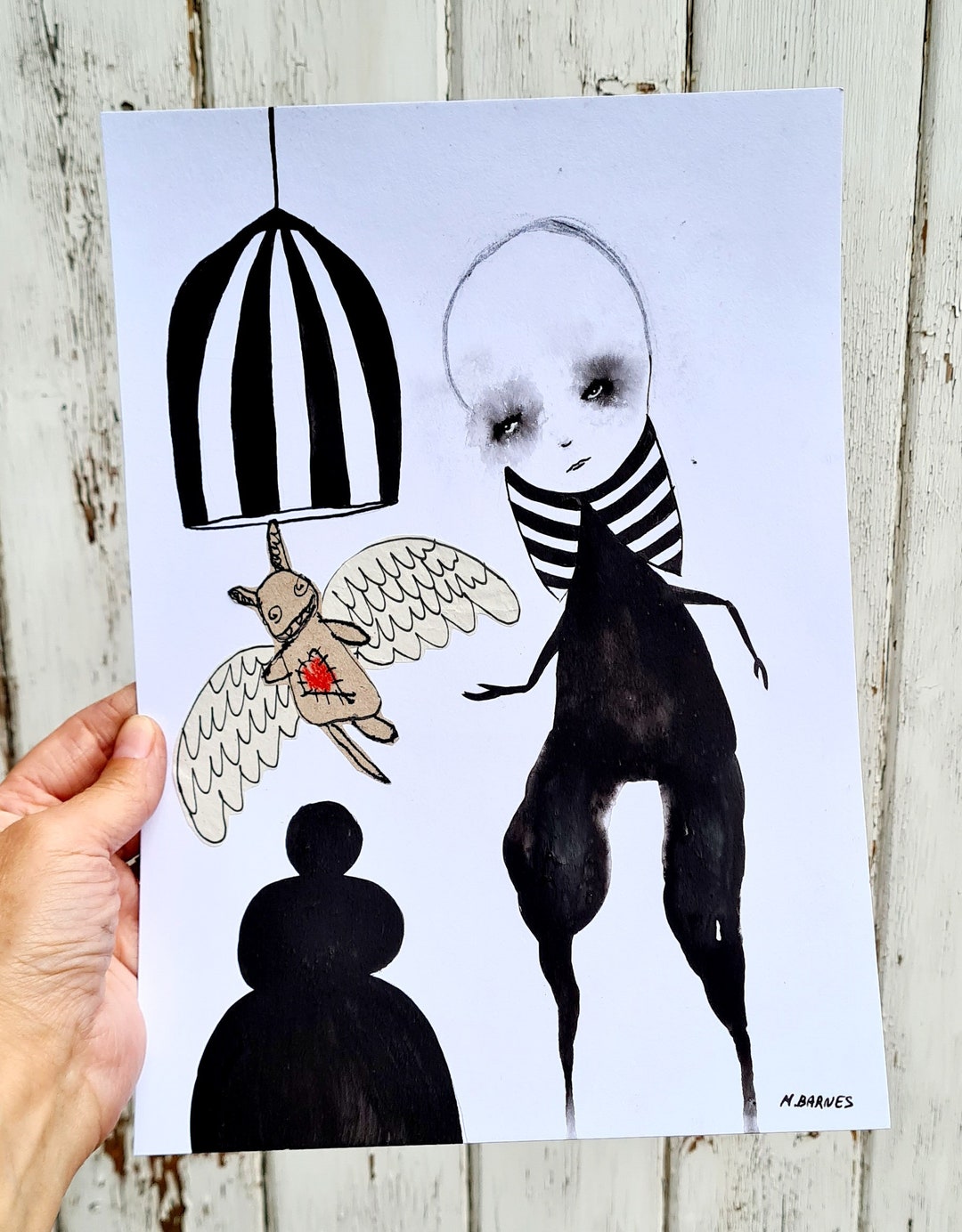 Rabbit-bat Ink Drawing: Weird Abstract Art, A4 Unframed - Etsy