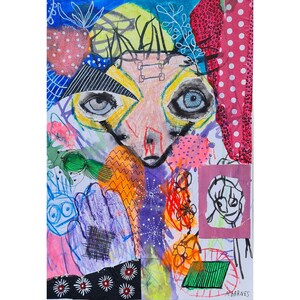 Original art or Print Crazy art Abstract Outsider art Weird Creepy Face Art Brut Rare Surreal Artwork Strange Picture Quirky Odd Fugurative