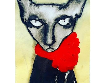 抽象的な羊の絵：オリジナルアクリル画、9x12インチ - Etsy 日本