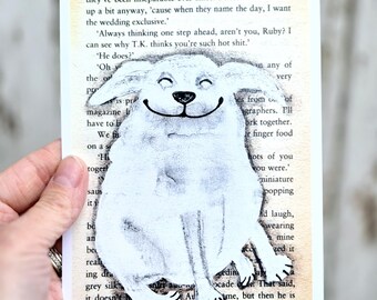 Lámina artística de perro sonriente: obra de arte peculiar y caprichosa (7x5)