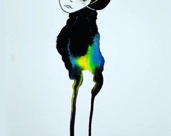 アウトサイダー・アート オリジナルアート アウトサイダーアート 白黒 奇妙な絵画