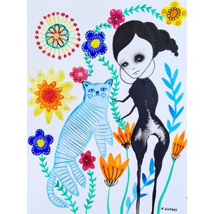 Original Kunst Original-Gemälde Eine Art Kunst Aquarell Malerei Intuition Kunst Aquarell Illustration Geschenk für Katzenliebhaber Aquarell