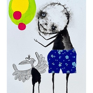 Original art Outsider art Mixed media Artwork Abstract Figurative Naive art Surreal art Cute Illustration Weird Picture Art Brut Raw art