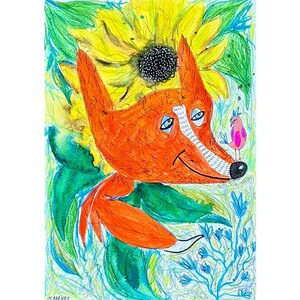Arte originale Arte outsider Astratto Figurativo Arte naif Tecnica mista Opera d'arte Strano Volpe Strano Immagine Pezzo unico Animale raro Strano Eccentrico