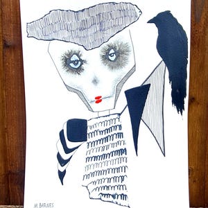Original art Marina Barnes Abstract art Abstract figure Dark art Art brut Outsider art Ink drawing Unique artwork One of a kind art Weird