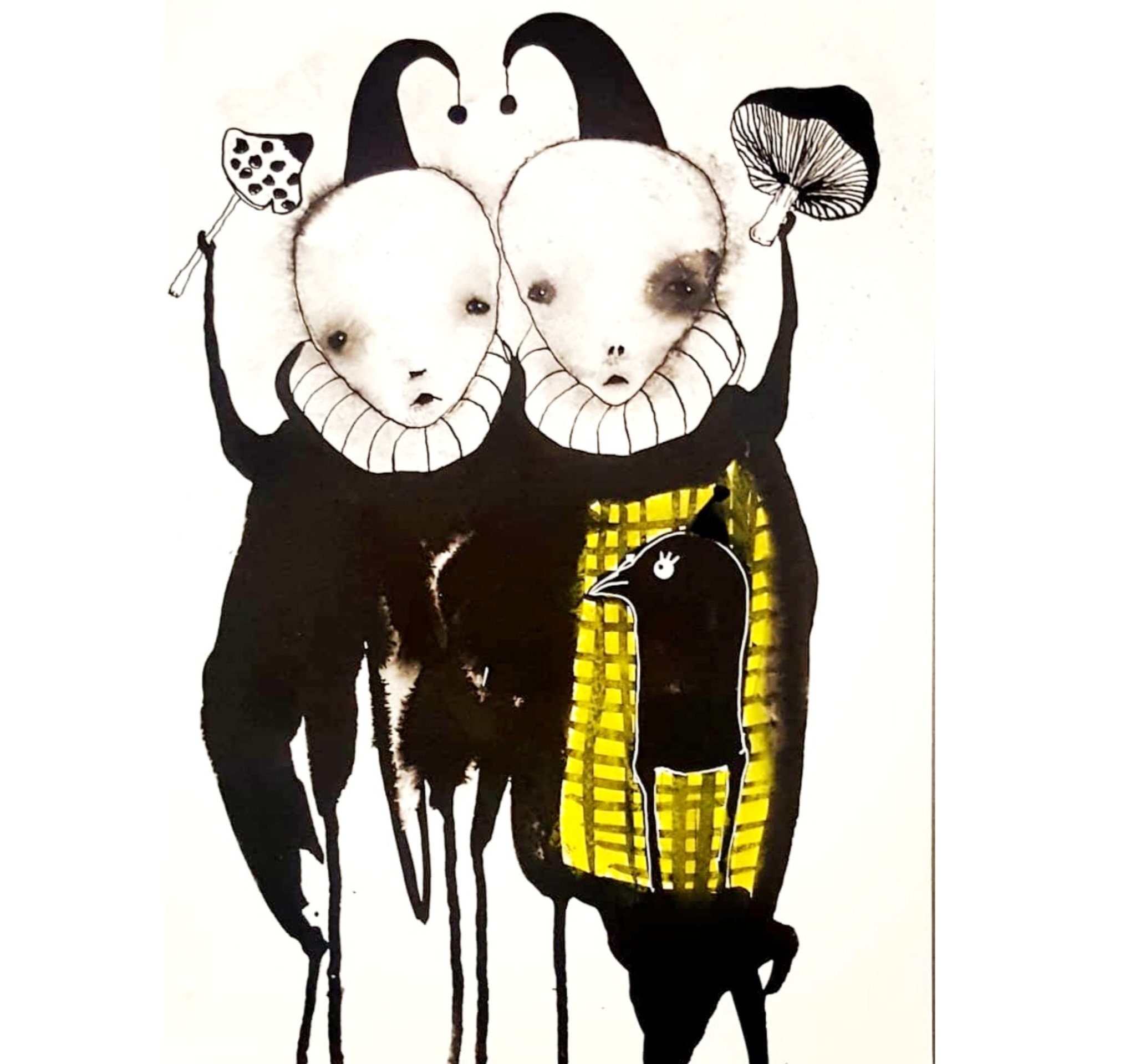 Quirky Mushroom Ink Drawing: Weird Original Art Print - Etsy