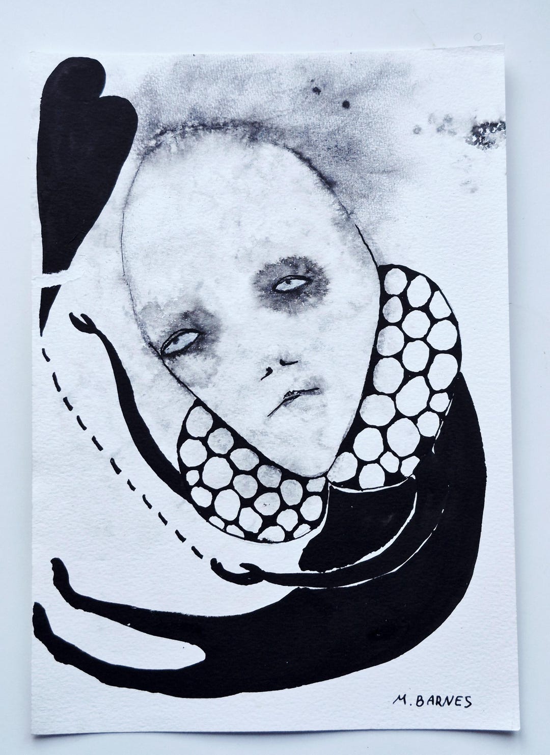 Original Ink Drawing on Watercolour Paper Abstract Person With Heart ...