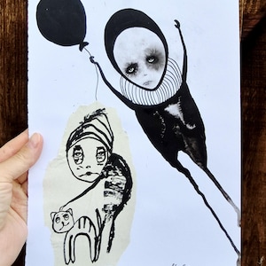 Original art Primitive art Outsider art Contemporary art Dark art Macabre art Weird Drawing Wall decor Gothic art