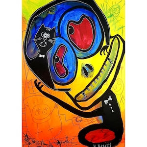 Original Art Brut Outsider art Dark art Crazy Artwork Alternative art Abstract figures Abstract face Weird Picture Quirky Rare Gift Drawing