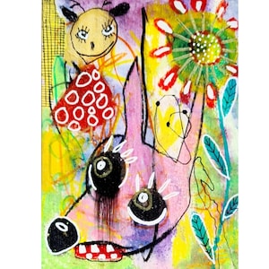 Original Art Print Outsider art Art Brut Raw art Abstract Figurative Naive art Alternative art Mixed media Artwork Weird Picture Rare Quirky