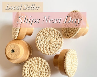 Boho Rattan Knob | Ships Next Day | Nursery Dresser Knob Pull, Coastal, Cabinet Handle, Children’s Furniture, Nursery Drawer Pull