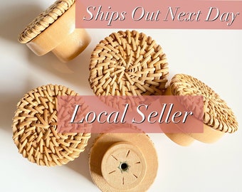 Rattan Dresser Knob | Boho Nursery Decor, Coastal Cabinet Pull