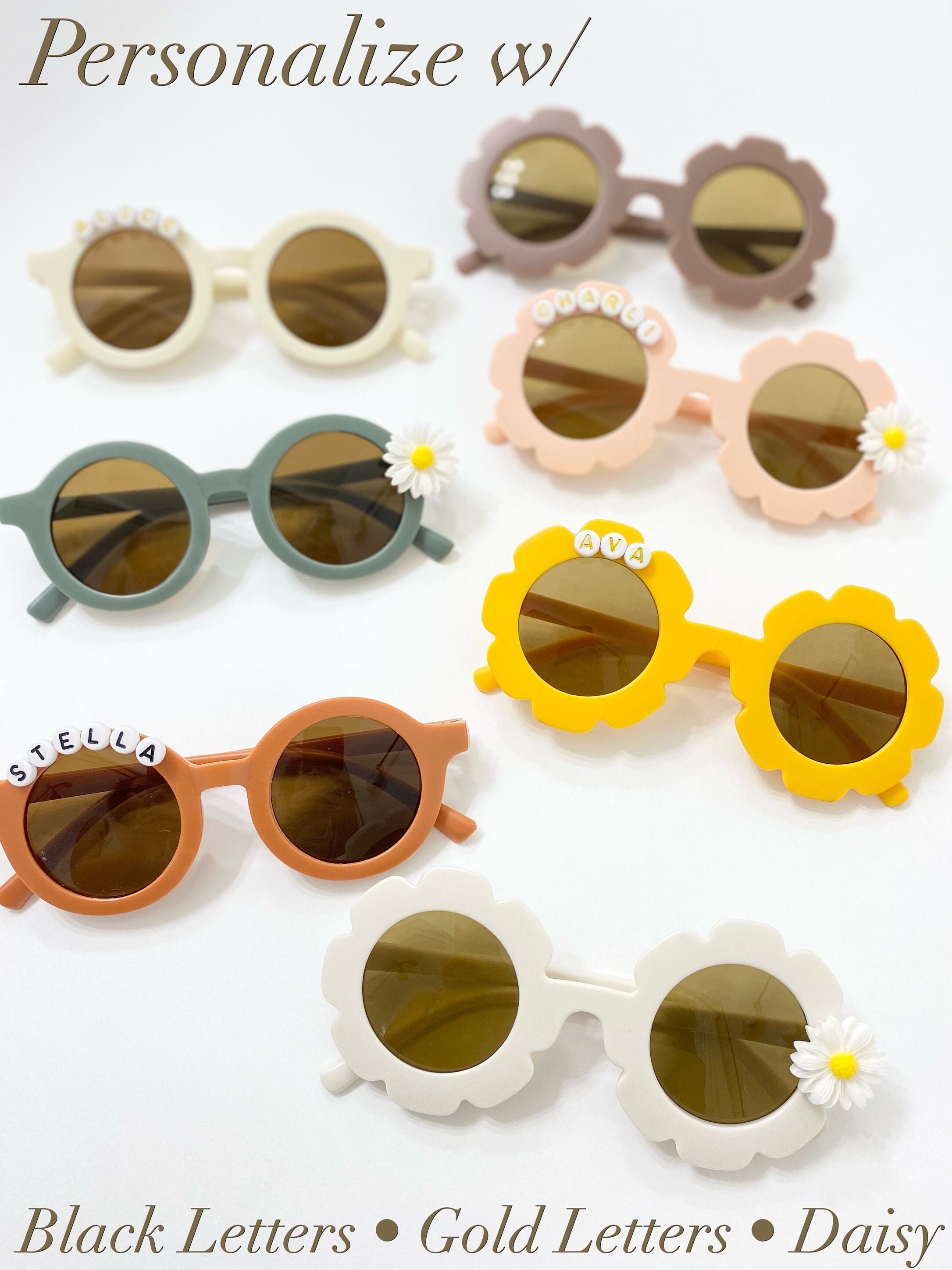 Personalized Flower Girl Sunglasses: Boho Retro Daisy 