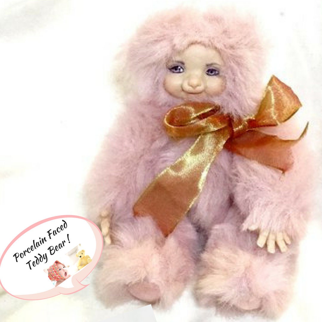 teddy bear with porcelain face