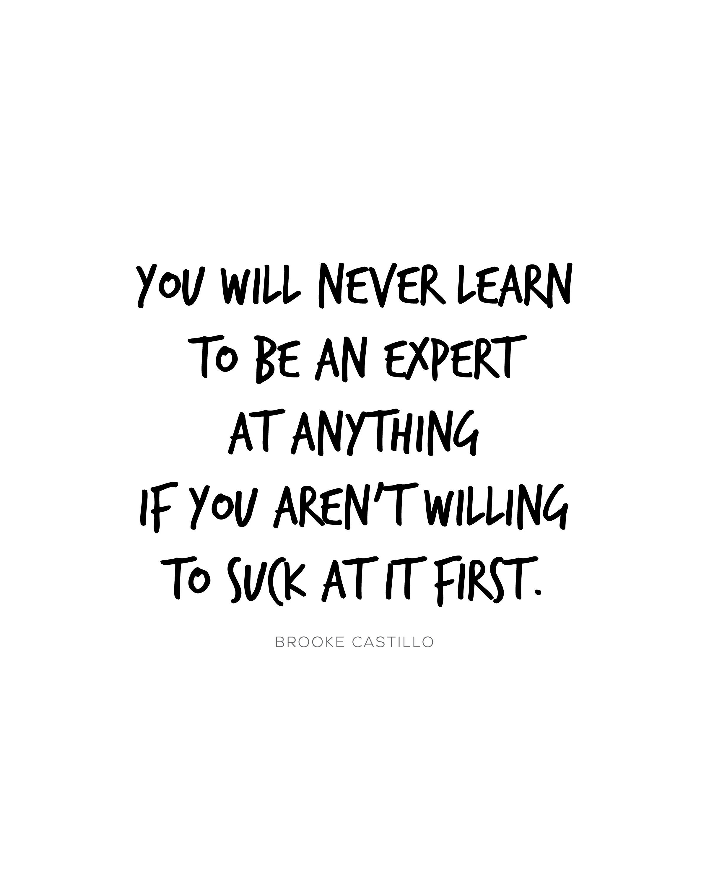 You Will Never Learn to Be an Expert If You Aren't Willing | Etsy