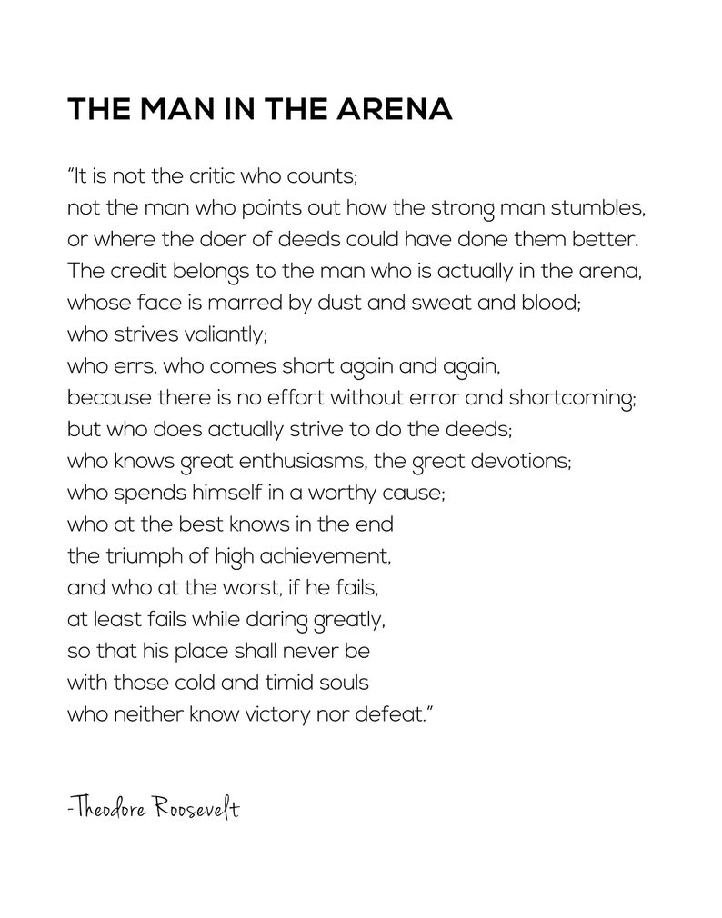 The Man in the Arena Printable Daring Greatly Home Decor - Etsy
