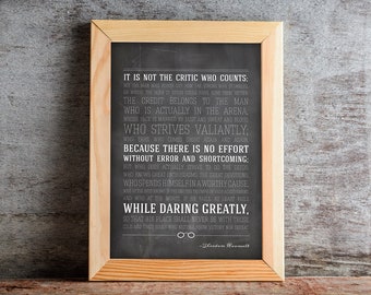 Man in the Arena Quote Printable Poster Art Teddy Roosevelt | Etsy