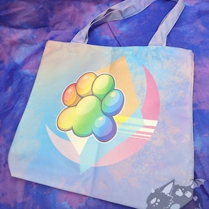 Pride Paw Rainbow Canvas Tote Bag