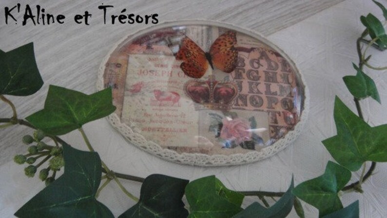 Antique Oval Frame Repaints Curved Glass Erfly 3d Sticker And Lace Free Postage