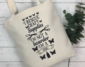 I RESCUE CRAFT Supplies I'm a Hero Reusable Grocery Store Shopping White Cotton Canvas Tote Bag