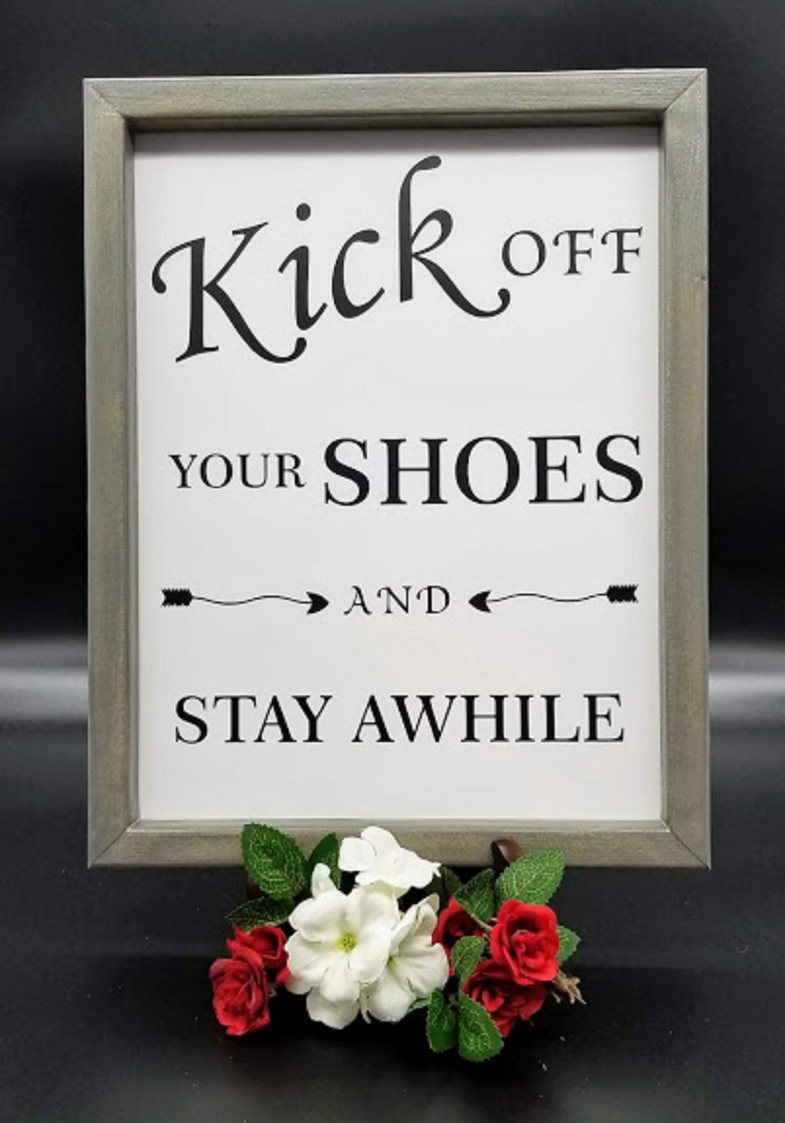 Kick off Your Shoes and Stay A While Wood Framed Sign Wall | Etsy