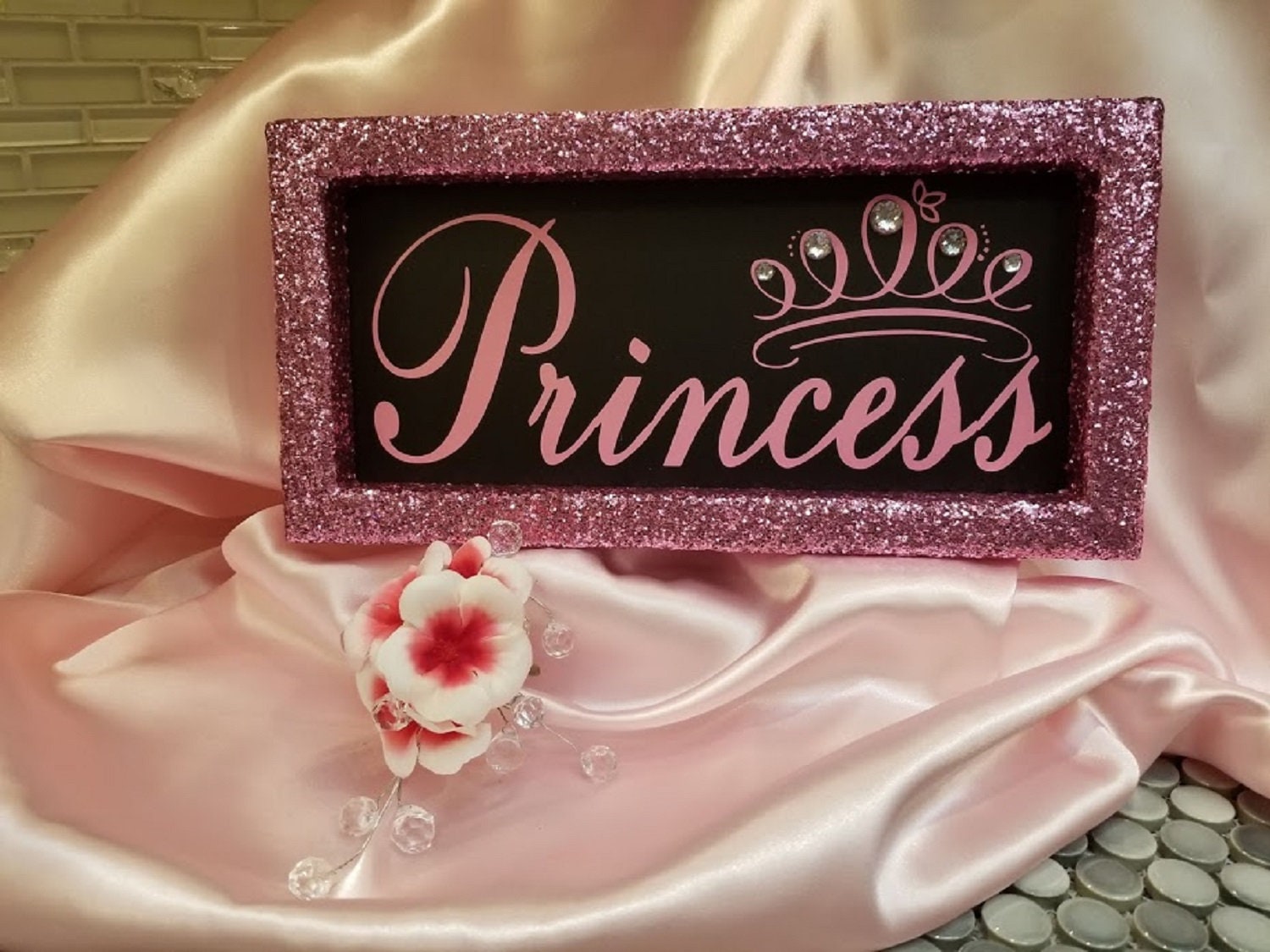 Princess Framed Wall Sign Glitter Framed Wall Sign Princess Etsy